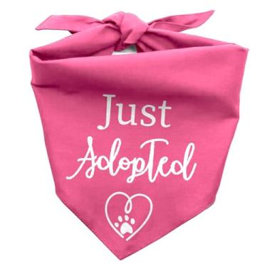 Imagem de Bandanas Adopt Me para cães, bandana de cachorro recém-adotado, cachecol triangular, engraçado para cães pequenos, médios e grandes, presentes para cães, mães, donas, amantes, Natal (rosa)