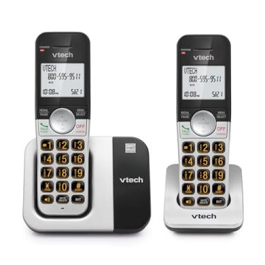 Imagem de VTech Telefone sem fio com 2 aparelhos com tela grande e botões grandes, DECT 6.0 com ID de chamada/chamada em espera, viva-voz full duplex, modo ECO, rediscagem dos últimos 10 números, fácil de usar