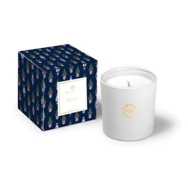 Imagem de Mary Square Vela de cera de soja perfumada de mirra fosca de 227 g jarra branca elegante | Caixa de presente de árvore de Natal e quebra-nozes | Decoração de casa de férias e presente | Mistura de