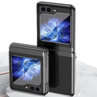 Imagem de Capa protetora transparente revestida para Samsung Galaxy Z Flip 5 5G 2023 Hard Box Phone Case, preta, para Z Flip 5