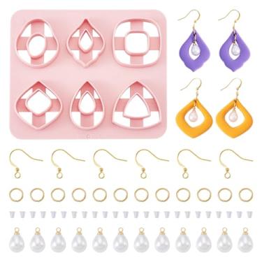 Imagem de Kits de brincos geométricos DIY de plástico ABS com 12 peças de pingentes de pérola imitação de lágrima e brincos franceses de orelha e anéis de salto para mulheres
