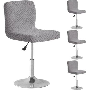 Imagem de Pacote com 4 capas de banco de bar impermeáveis com encosto, capas elásticas para cadeira de bar com costas laváveis para cadeira de bar (cinza)