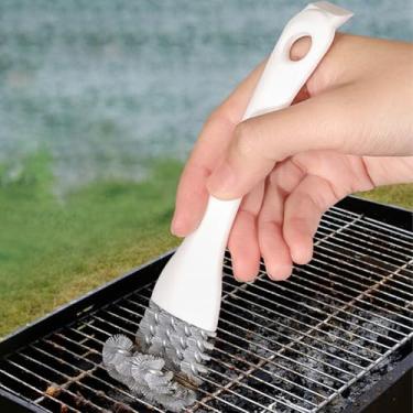 Imagem de 1 escova de limpeza, escova pequena para limpeza de fendas com cabo longo para churrasqueira, banheiro, trilhos de janela e poleiro de papagaio