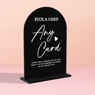 Imagem de Placa de casamento acrílica para cerimônia, arco de caligrafia moderna, placa de mesa acrílica para recepção de casamento e festa de evento - placa de cartão (preto)