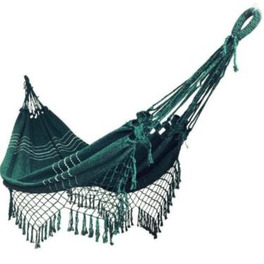 Imagem de Rede de Dormir Casal Gigante 3,50m 100% Algodão Reforçada – Rede de Descanso Preço de Fábrica para Varanda e Jardim(VERDE-ESCURO-REDE)