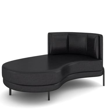 Imagem de Sofá Chaise Longue Sala De Estar Living Lucca Esquerdo D02 Couríssimo Preto B-159 - Lyam Decor