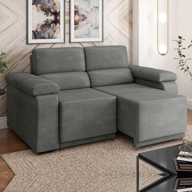 Imagem de Sofá Retrátil Desmontável Suede 2 Lugares Fox Cinza Cinza