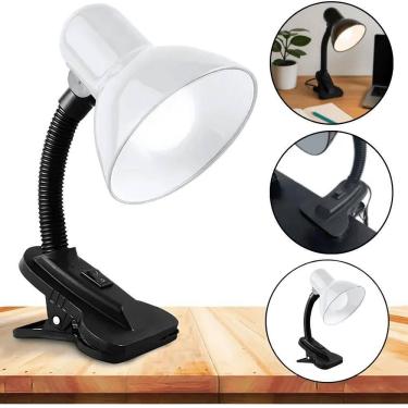 Imagem de Abajur De Mesa Branco Garra Flexível Bocal Lâmpadas Até 5W