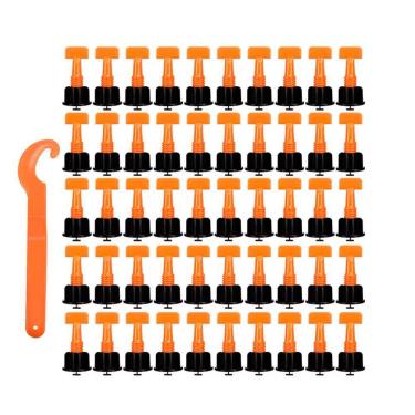 Imagem de Kit Nivelador De Porcelanato Rosca Reutilizável 50 Peças Com Chave Manual