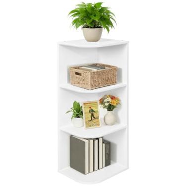 Imagem de Whitmor Prateleira aberta de canto de 3 camadas, estante de canto de exibição de 3 cubos, estante de armazenamento aberta, armário de armazenamento para sala de estar, quarto, casa, escritório, 23,5