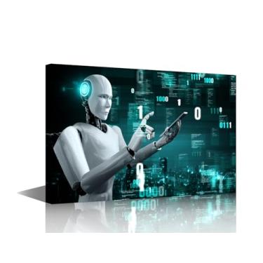Imagem de TUMOVO Arte de parede moderna robô futurista pôsteres e impressões para decoração de parede de escritório doméstico inteligência artificial Ai robótica ciência biônica pesquisa imagens impressas em