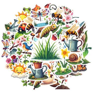 Imagem de Pacote de adesivos com 50 peças, natureza, animais, insetos, plantas, flores, adesivos, brinquedo, fofo, faça você mesmo, para notebook, bagagem, celular, copa, celular, guitarra, notebook, mala