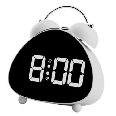 Imagem de Generic Despertador eletrônico LED digital, sino duplo, decoração para casa, números grandes, relógio de mesa, sino alto para escritório, cabeceira, quartos, Branco