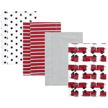 Imagem de Hudson Baby Pacote com 4 panos de flanela de algodão para meninos, caminhão de bombeiros, tamanho único