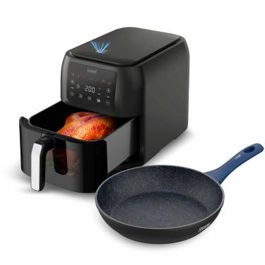 Imagem de Fritadeira Elétrica Airfryer Max Space 8L e Panela Ichef Home Sauté Petit Azul 20cm | 127V