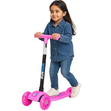 Imagem de Patinete Infantil 3 Rodas Rosa Ajustável com Guidão Regulável, Base An