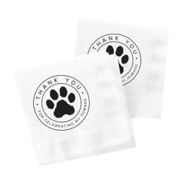 Imagem de Hortense B. Hewitt Pacote com 50 guardanapos de festa de papel decorados com 3 camadas para coquetéis - bolo - aperitivos, CELEBRATE MY HUMANS, 12 cm (dobrado)