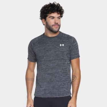 Imagem de Camiseta Under Armour Tech Textured Masculina, Preto, Branco, P