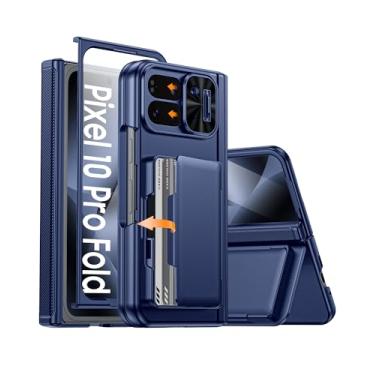 Imagem de Capa carteira dobrável para Google Pixel 10 Pro RFID [suporte para cartões] [capa de câmera] [suporte] capa protetora de silicone à prova de choque para celular para Google Pixel 10 Pro Fold (azul)
