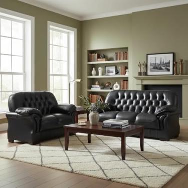 Imagem de Conjunto Sofá Rei 2 e 3 Lugares Couríssimo (PRETO)