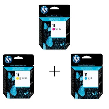 Imagem de Cabeça De Impressão Hp 11 Kit C4812a / C4811a / C4813a - Magenta Azul E Amarelo - 3 Cores