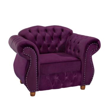 Imagem de Poltrona Chesterfield Merlô Via Encanto Veludo Uva