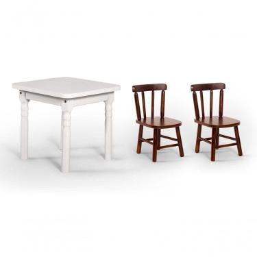 Imagem de Conjunto Mesinha Infantil Branca Com 2 Cadeiras Kids Imbuia
