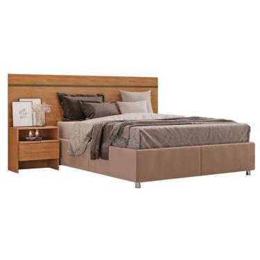Imagem de Painel Cama Box Madeirado - Prime 1 Mesa C- 1 Gaveta Casal Freijo Cumaru - Novo Horizonte