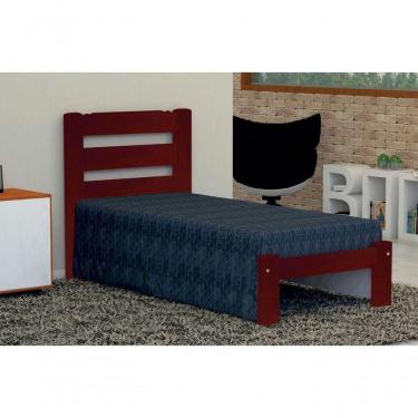 Imagem de Cama De Solteiro Luna De Madeira Maciça Angelim Pedra/tauari - Cor Mogno