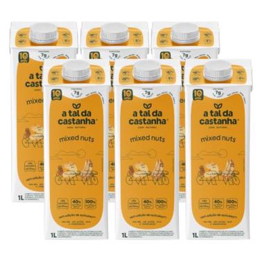 Imagem de A Tal da Castanha Mixed Nuts, Bebida Vegetal Natural, 1L, Pack com 6 Unidades, Sem Lactose, Sem Glúten, Sem Açúcar Adicionado, Rico em Proteína e Cálcio