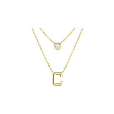 Imagem de CRITI RORA Colar de prata esterlina S925 com diamantes cultivados em laboratório, colar com pingente de letra banhada a ouro, colar de corrente de camada dupla, joia da moda feminina, presente de Dia