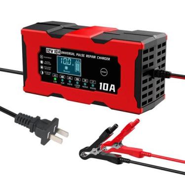 Imagem de Carregador De Bateria Inteligente 12V 10A Com Display Digital LCD Plug