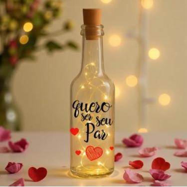 Imagem de Garrafa de Vidro Long Neck com Rolha LED - Seu Par - 1 unidade - Rizzo