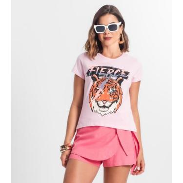 Imagem de Blusa T-Shirt Feminina Estampada Select Rosa, M, Rosa