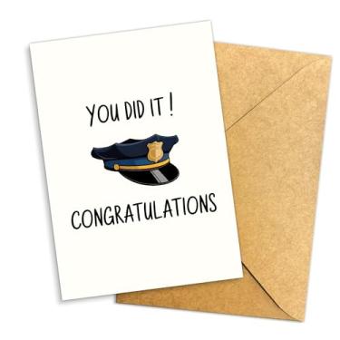 Imagem de Congratulações de formatura da polícia, saudação engraçada para policial, promoção policial, presente de policial para homens, mulheres, oficial You Did It, cartão único 14 x 20 cm com envelope