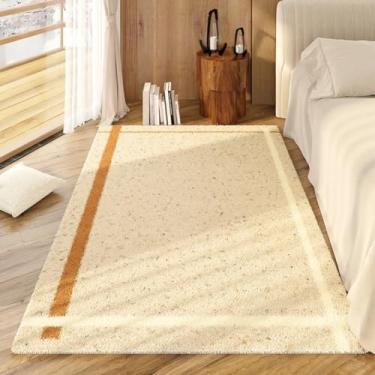 Imagem de Tapetes para quarto, decoração de sala de estar luxuosa e leve, tapete macio e fofo para cabeceira, tapete grosso e felpudo (120x160cm/A)