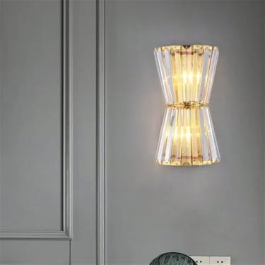 Imagem de Luminária de parede moderna e luxuosa em cristal com LED, ideal para sala de estar, quarto, cabeceira, casa de campo, hotel, escritório, escada e corredor (Estilo 41 D19H37CM)