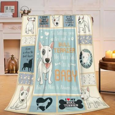 Imagem de Cobertor de pelúcia Bull Terrier, supermacio, aconchegante, de lã, para cães, animais, para cama de bull terrier, presentes para meninos, meninas, crianças, mulheres, 101 x 127 cm