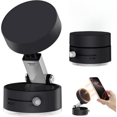 Imagem de Tirlsy Suporte de telefone de carro atualizado 2025, suporte de telefone com ímã de sucção a vácuo para smartphone iPhone 16 15 14 13 12 Pro Max, superfície lisa sem fio portátil, vidro, parede