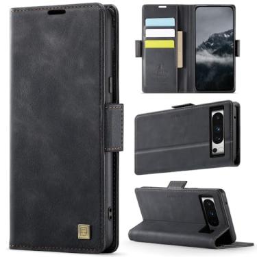 Imagem de XKchatpt Capa de telefone para Google Pixel 8 Pro, capa carteira de couro PU com bloqueio RFID, 3 porta-cartões, capa protetora à prova de choque para Google Pixel 8 Pro (preto)