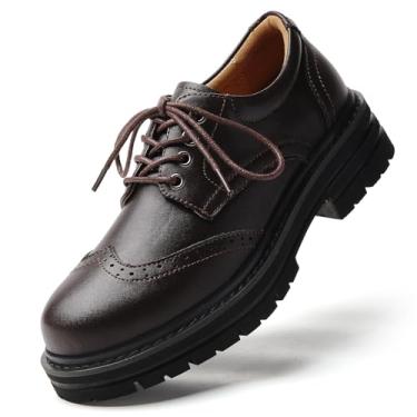 Imagem de TKKAE Sapatos Oxford femininos Oxford plataforma clássicos mocassins confortáveis para negócios, casual, trabalho, escritório, oxfords para mulheres, Marrom, 40