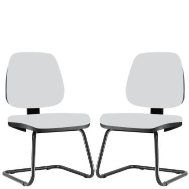Imagem de Kit 2 Cadeiras Para Escritório Job Fixa Branco