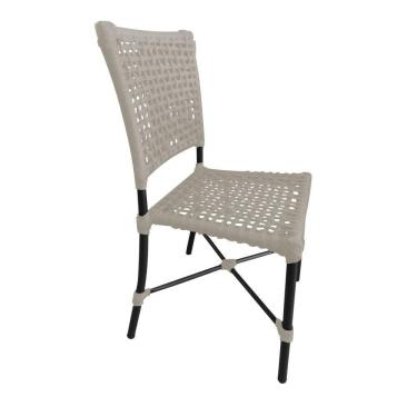 Imagem de Cadeira Roma Corda Náutica Base Em Alumínio Preto-areia - Cor: Bege