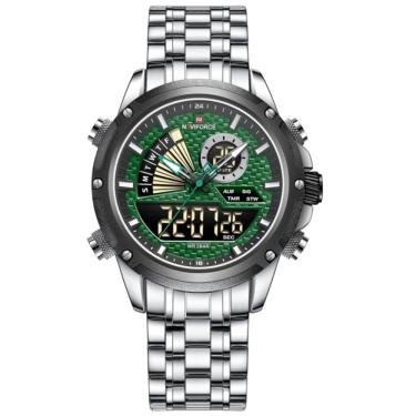 Imagem de Relógio de Pulso Masculino Impermeável  Dual Display Esportivo Aço Inoxidavel