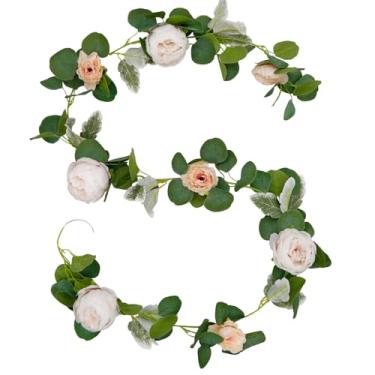Imagem de VIKINGS PANDA Peças De Peônias Falsas 37 Pés, Flores Artificiais, Guirlanda Com Toque Real, Folhagens Eucalipto, Trepadeira Para Pendurar Ao Ar Livre, Arco Casamento, Decoração Casa, Fundo Parede Fe