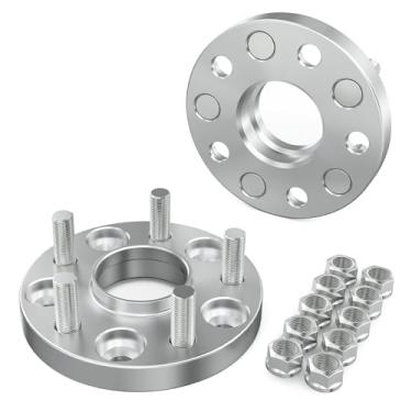 Imagem de Cmd motoring Espaçadores de roda 5 x 130, cubo espaçador usinado CNC forjado de 20 mm com furo central 71,6 mm 14 x 1,5 pinos convertidos para tipo de terminal com borda 2 peças