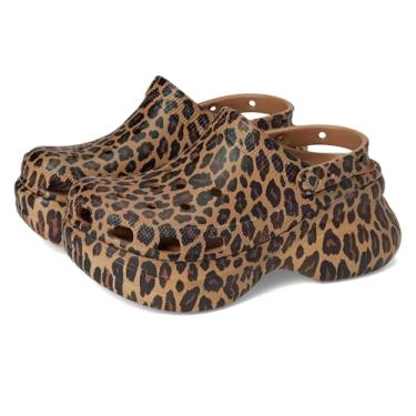Imagem de Crocs Tamancos femininos clássicos Bae, sapatos de plataforma para mulheres, Sépia/leopardo, 35