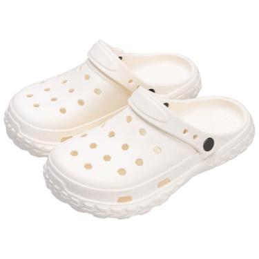 Imagem de Hole Shoes, unissex adulto, chinelos e sandálias de dupla finalidade, faça você mesmo, macio e resistente ao desgaste, Branco, 11 Women/9 Men