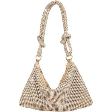Imagem de Bolsa Clutch Feminina com Strass de Ombro Brilhante para Noite Braço Jantar Festa Casamento Dia a Lazer Compras Viagem