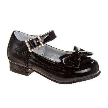 Imagem de Josmo Sapatos Mary Jane para meninas - Calçado social elegante e confortável (infantil - criança pequena - criança grande), Patente preta, 7 Toddler